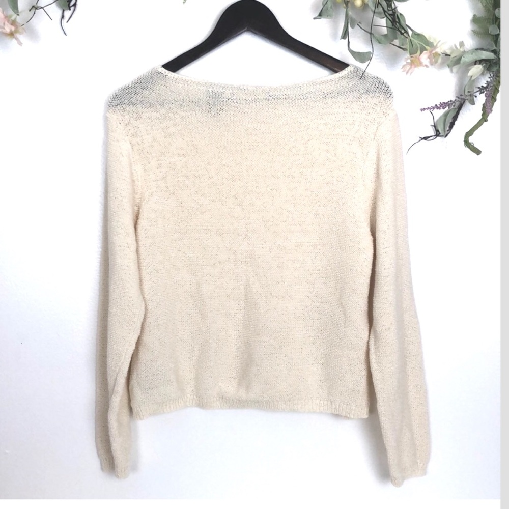Liz Claiborne cream long sleeve knit sweater - Picture 2 of 4